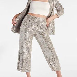 NWT Express High Waisted Sequin Pleated Cropped Trousers - size Medium